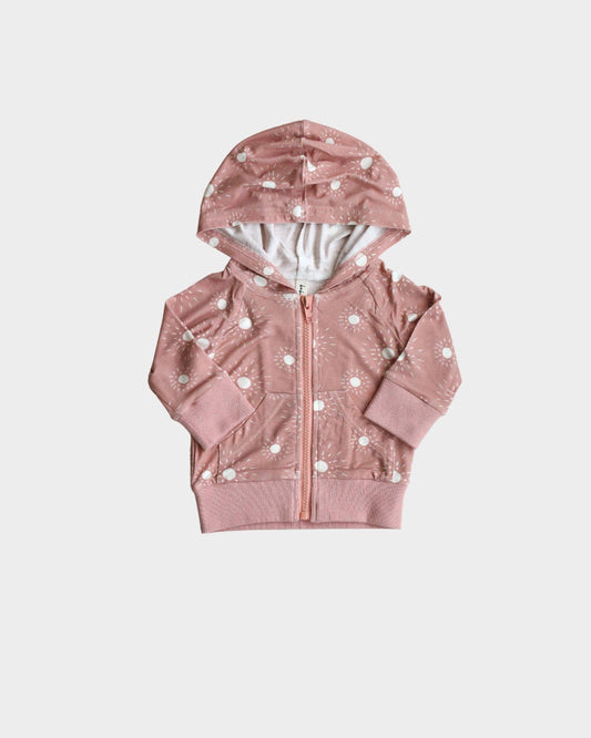 Girl's Bamboo Hooded Jacket in Rose Sunburst
