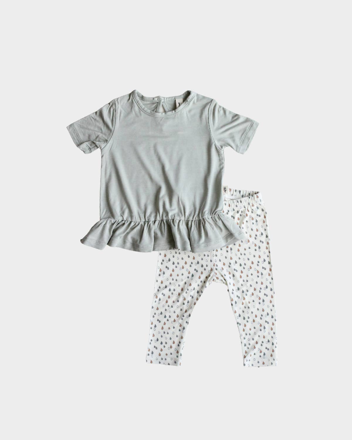 Girl's Bamboo Peplum Set in Raindrops
