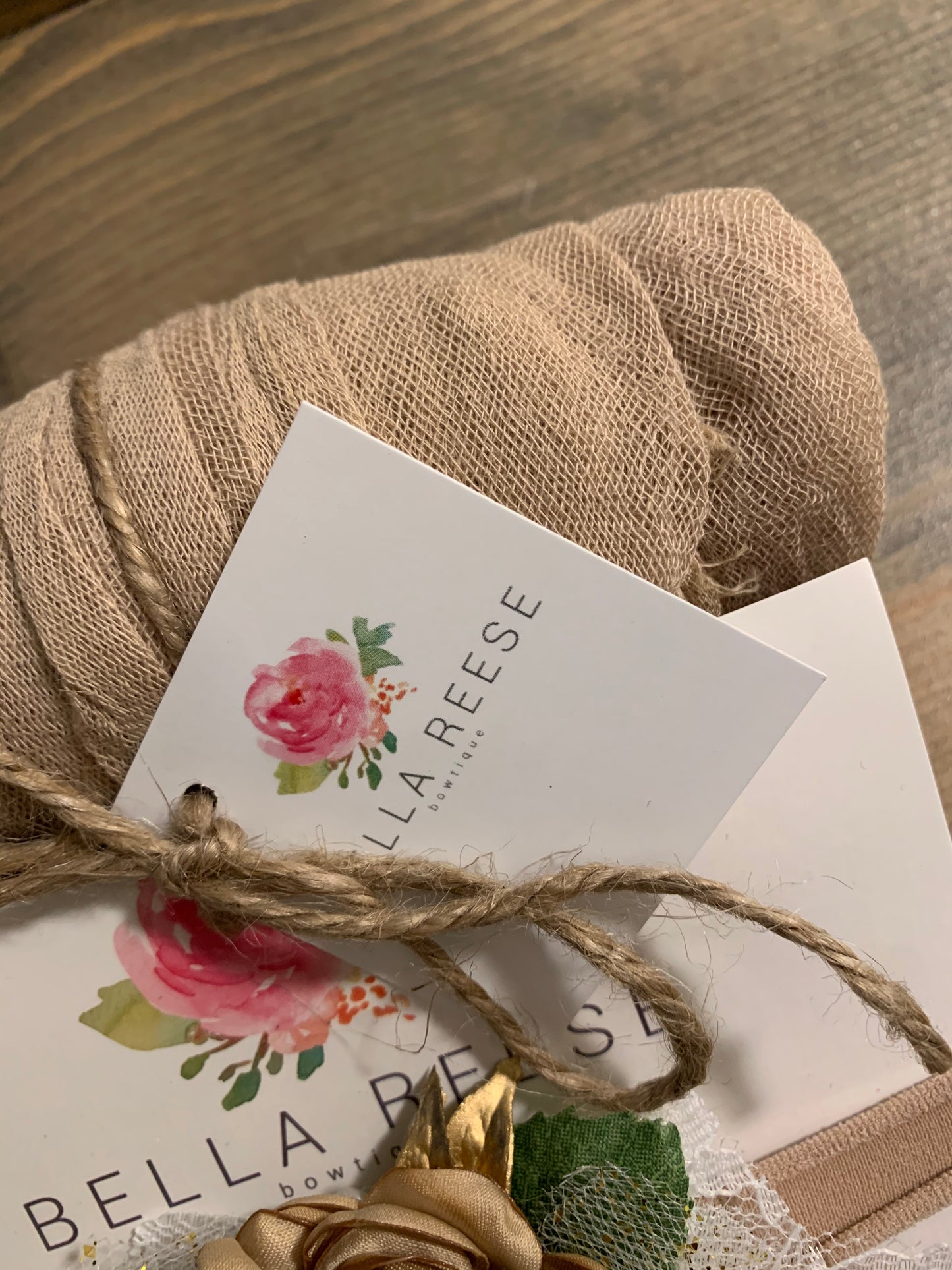 Newborn wrap and headband-Tan