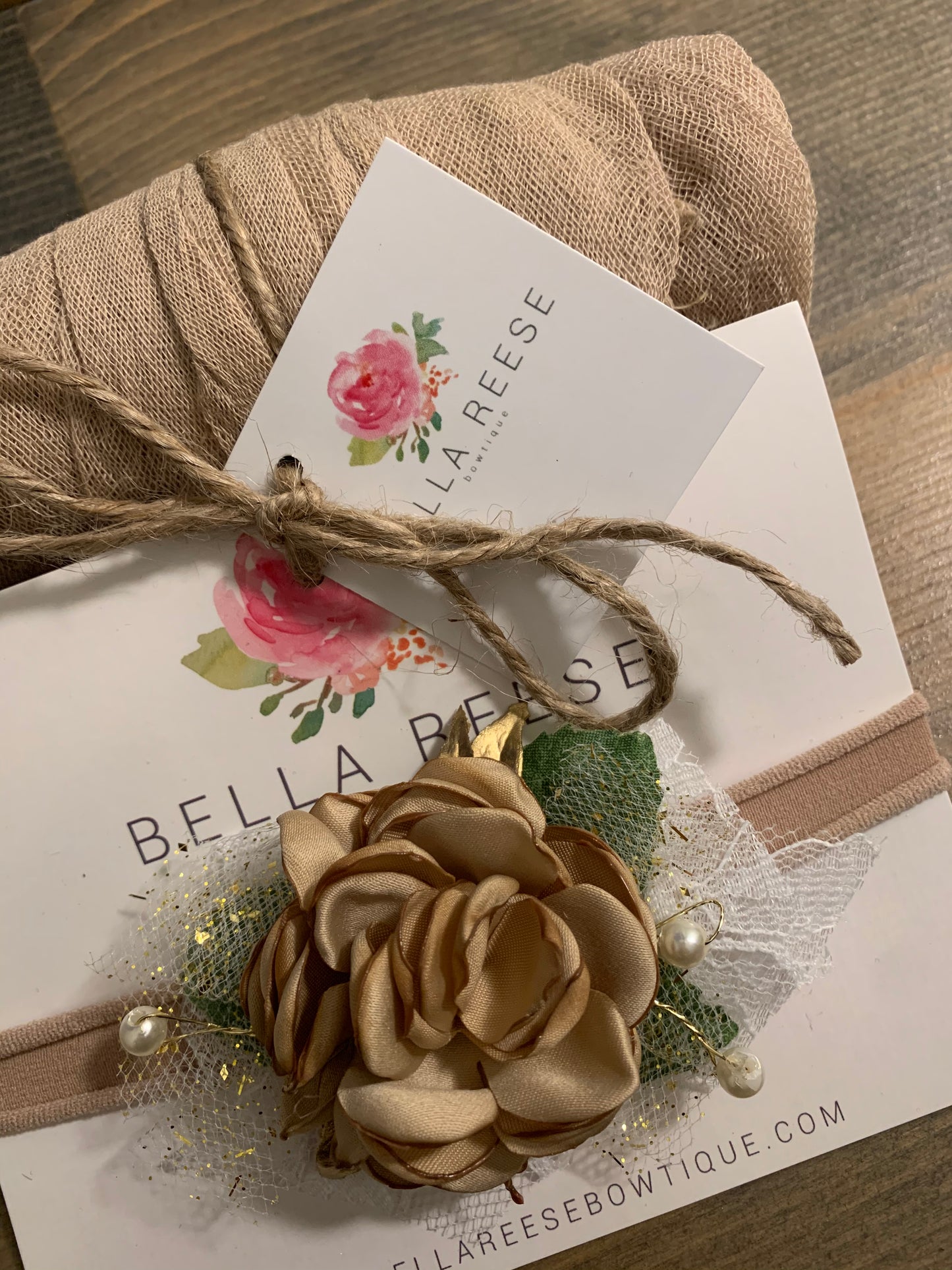 Newborn wrap and headband-Tan