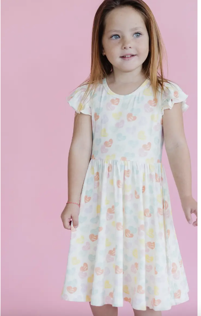 Brave, Kind, + Loved- Flutter Sleeve Twirl Dress