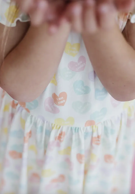 Brave, Kind, + Loved- Flutter Sleeve Twirl Dress