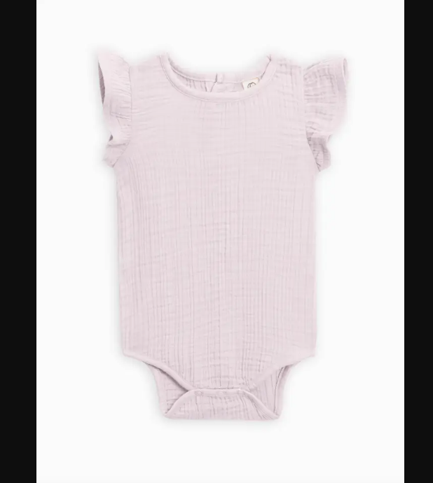 Elin Muslin Flutter Sleeve Bodysuit - Lavender