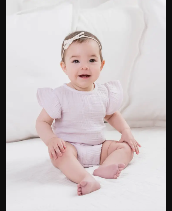 Elin Muslin Flutter Sleeve Bodysuit - Lavender
