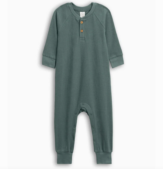 Organic Crosby Waffle Knit Henley Romper