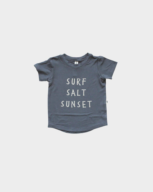 Kid's Bamboo Screen-Printed Tee in Surf Salt Sunset