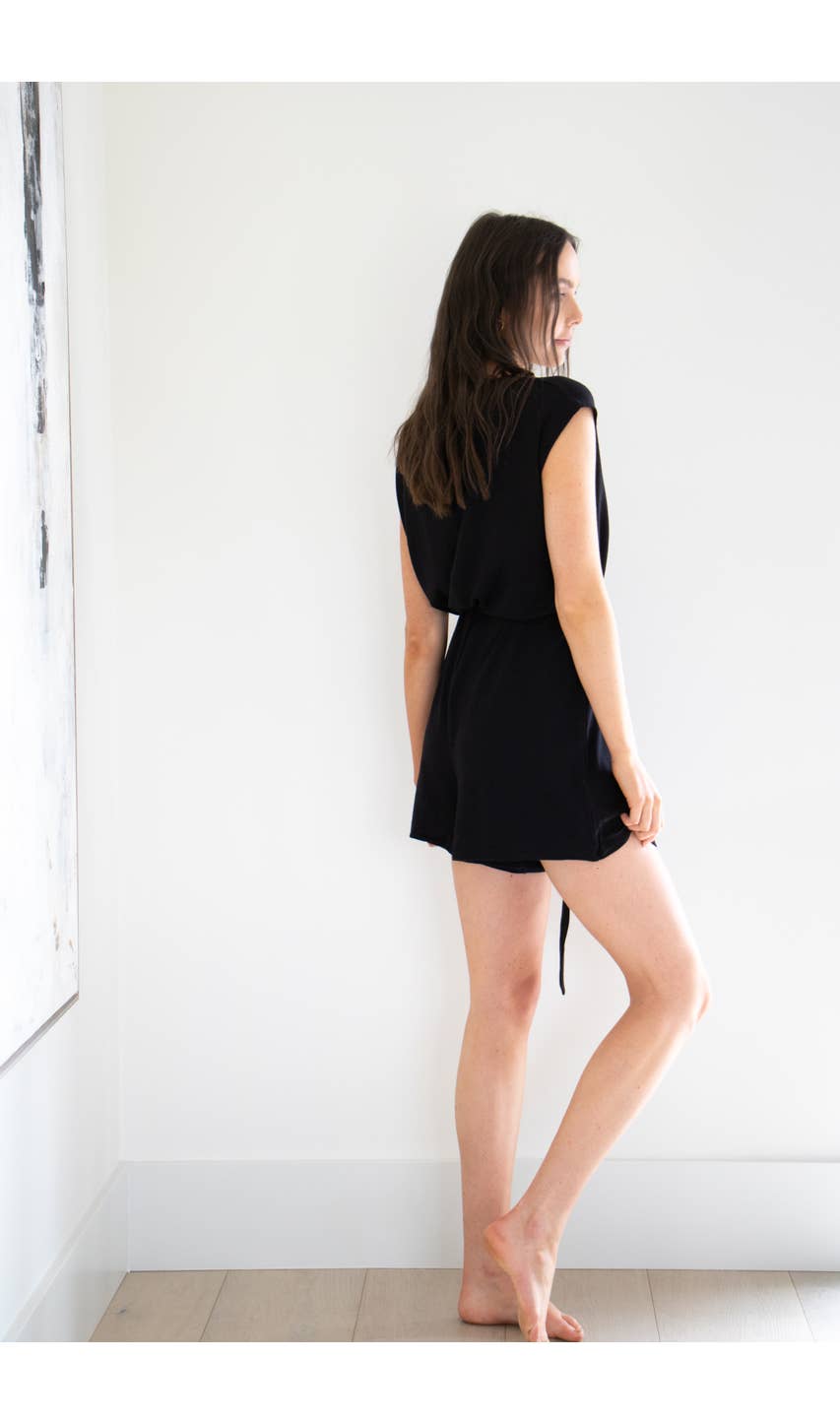 Errand Day Short Romper in Black