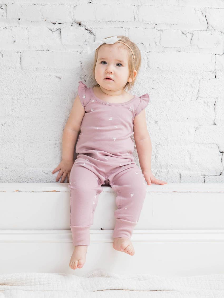 Flora Flutter Sleeve Romper - Petal Print