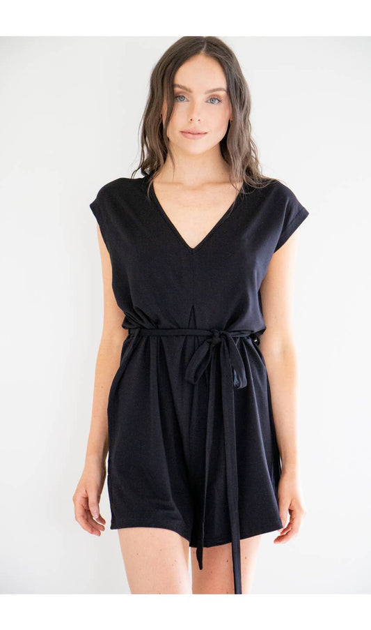 Errand Day Short Romper in Black