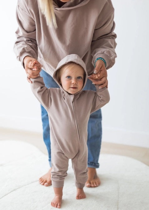 Organic Pale Mulberry Hoodie Romper