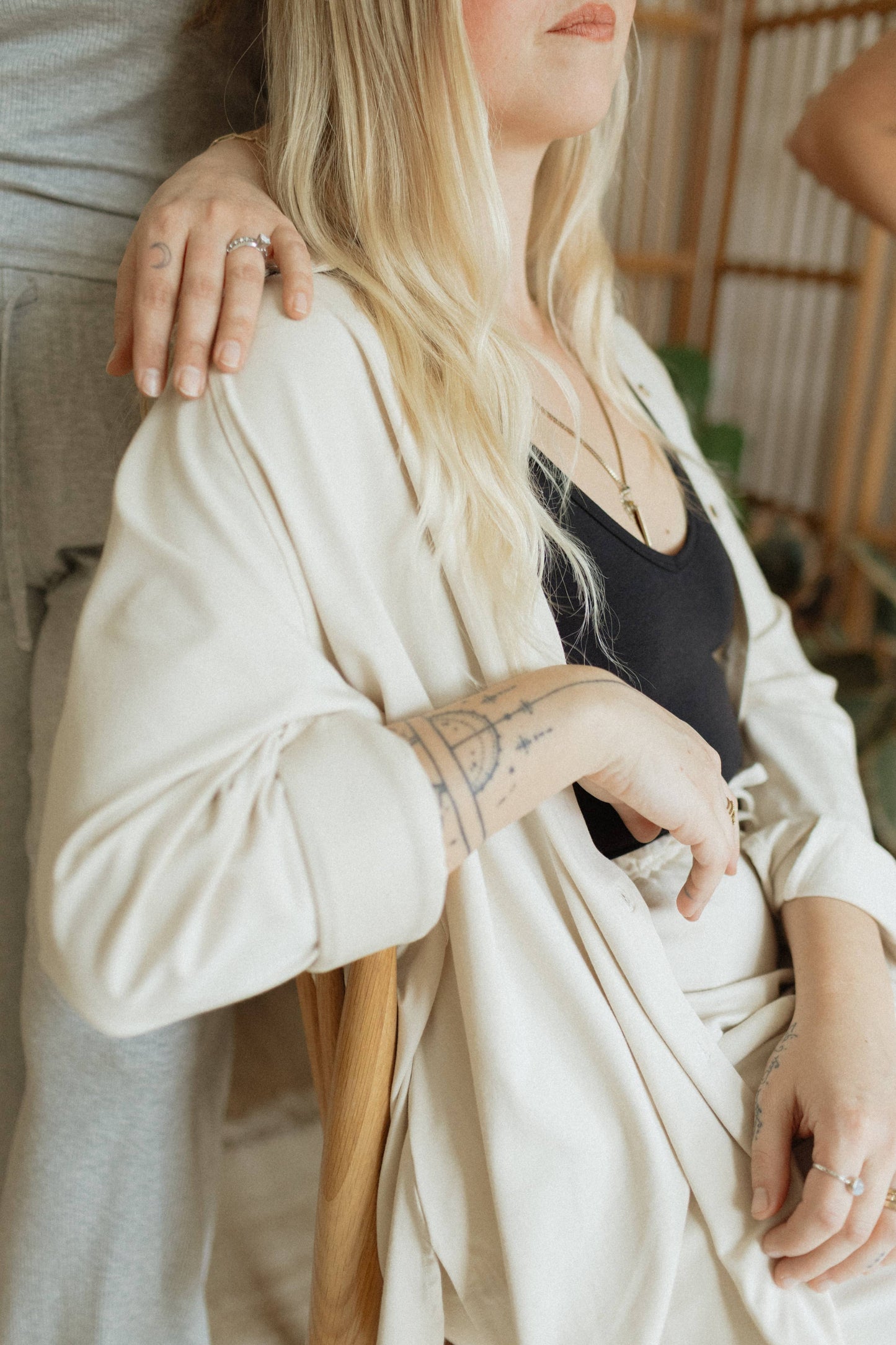 Ladies Ribbed Boyfriend Button Up