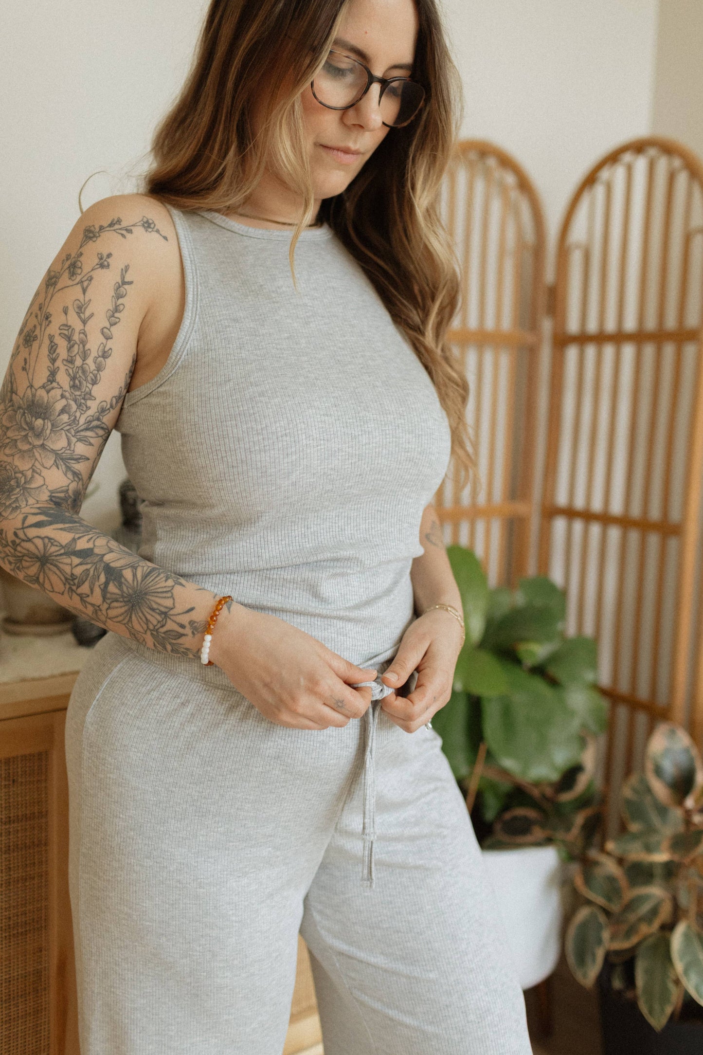 Ladies Ribbed Drawstring Pants