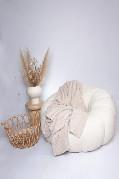 Blushing Beige Solid Double Layered Throw