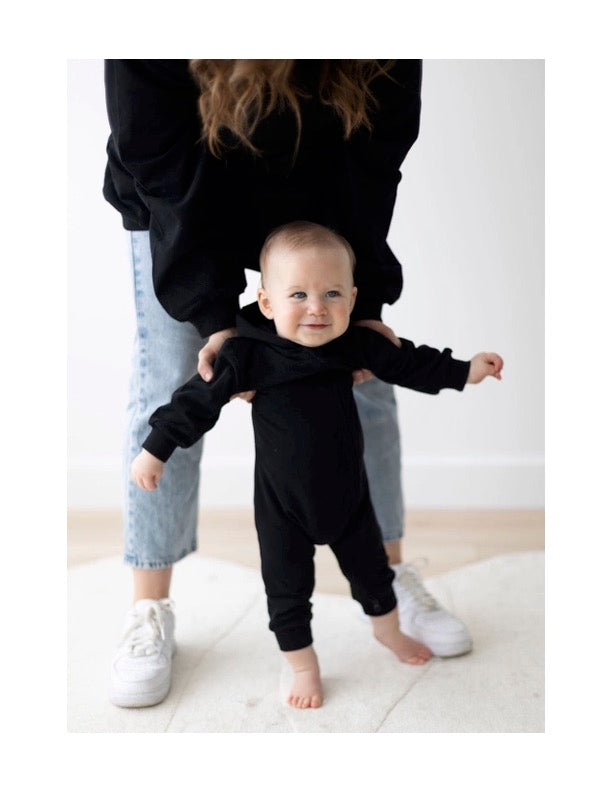 Organic Black Hoodie Romper