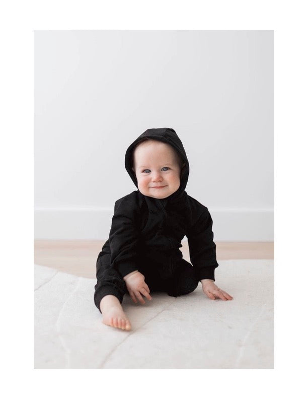 Organic Black Hoodie Romper