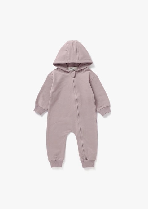 Organic Pale Mulberry Hoodie Romper