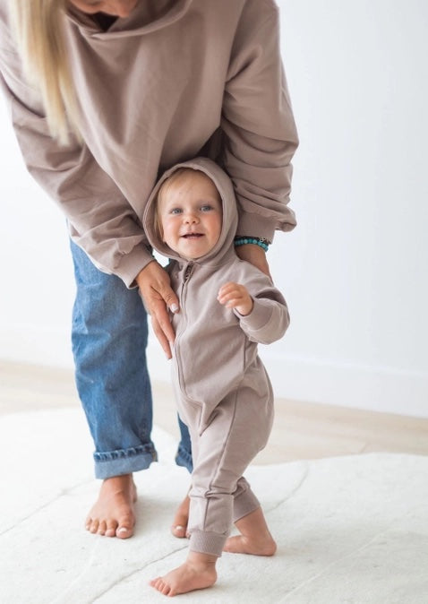 Organic Pale Mulberry Hoodie Romper