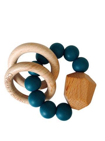 Hayes Silicone + Wood Teether Ring - Shaded Spruce