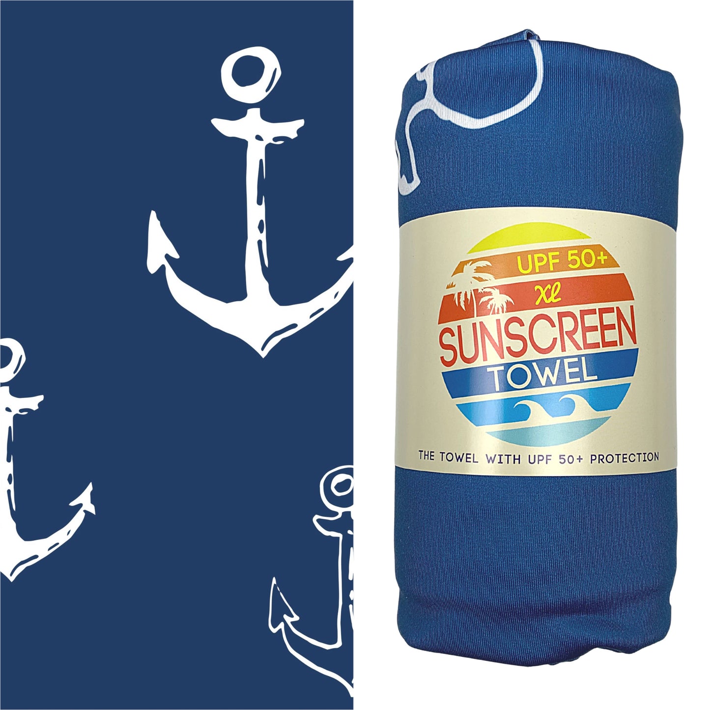 XL UPF 50+ Sunscreen Towel (Blue Anchor)