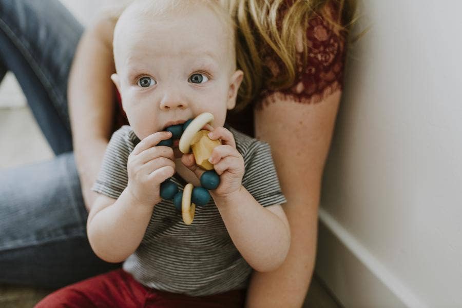 Hayes Silicone + Wood Teether Ring - Shaded Spruce