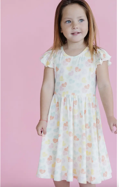 Brave, Kind, + Loved-  Flutter Sleeve Twirl Dress
