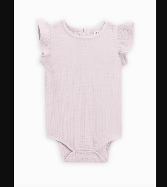 Elin Muslin Flutter Sleeve Bodysuit - Lavender