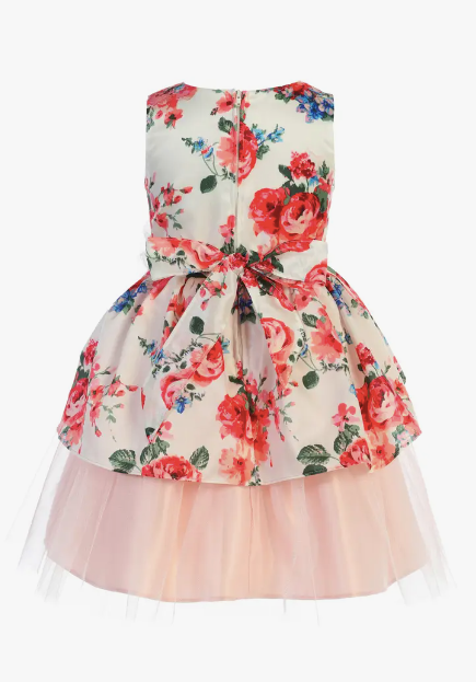 Floral Print Peplum with Satin & Tulle